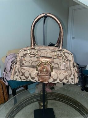 Coach limited edition 2000’s bronze and leather snake trim satchel
